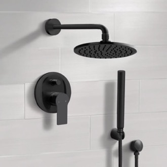 Shower Faucet Matte Black Rain Shower System with Handheld, Rain Shower Head, Shower Faucet Set Remer SFH72
